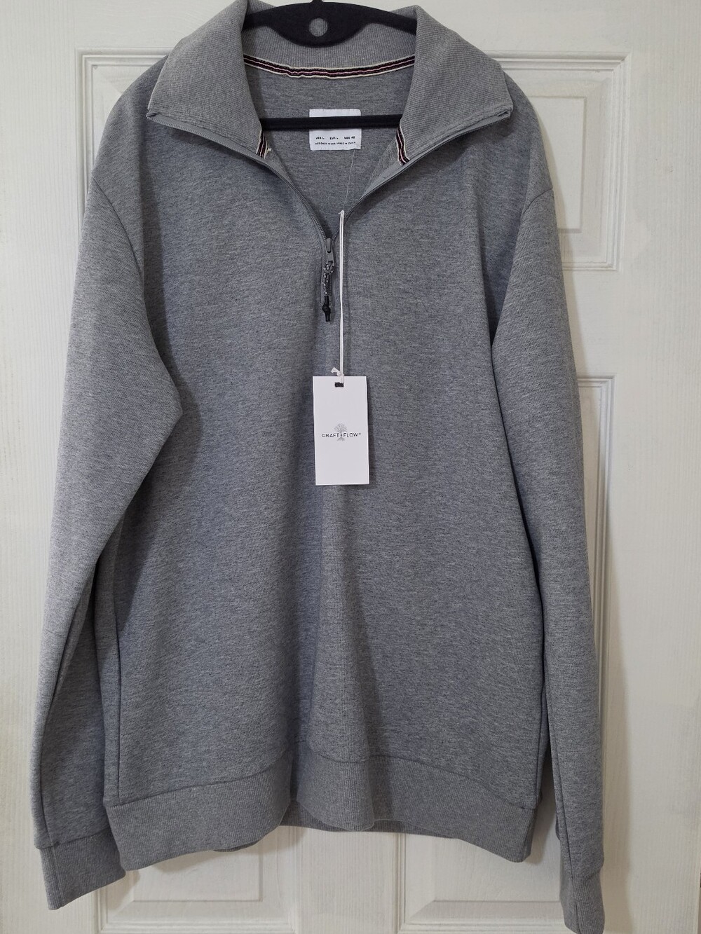 Craft + Flow Men's Grey Quarter-Zip Sweater Pullover
